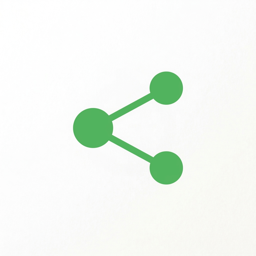 Green share icon with three connected circles on white background